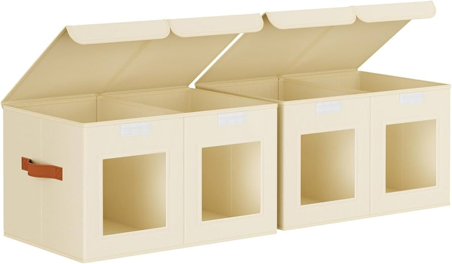 Amazon.com: Homsorout Large Closet Storage Bins - Collapsible Divided Clothes Organizer with Lids... | Amazon (US)