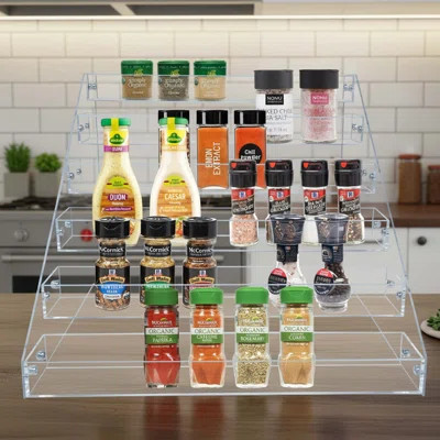 6 Tier Clear Acrylic Spice Rack Organizer For Countertop, Cabinet, Pantry, Kitchen Storage Shelves | Wayfair North America