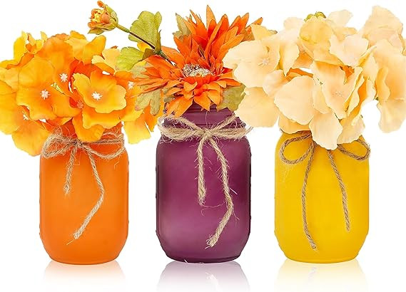 CNVOILA Fall Decor for Home, Autumn Themed Mason Jars Centerpiece with Fall Decorations and Pumpk... | Amazon (US)