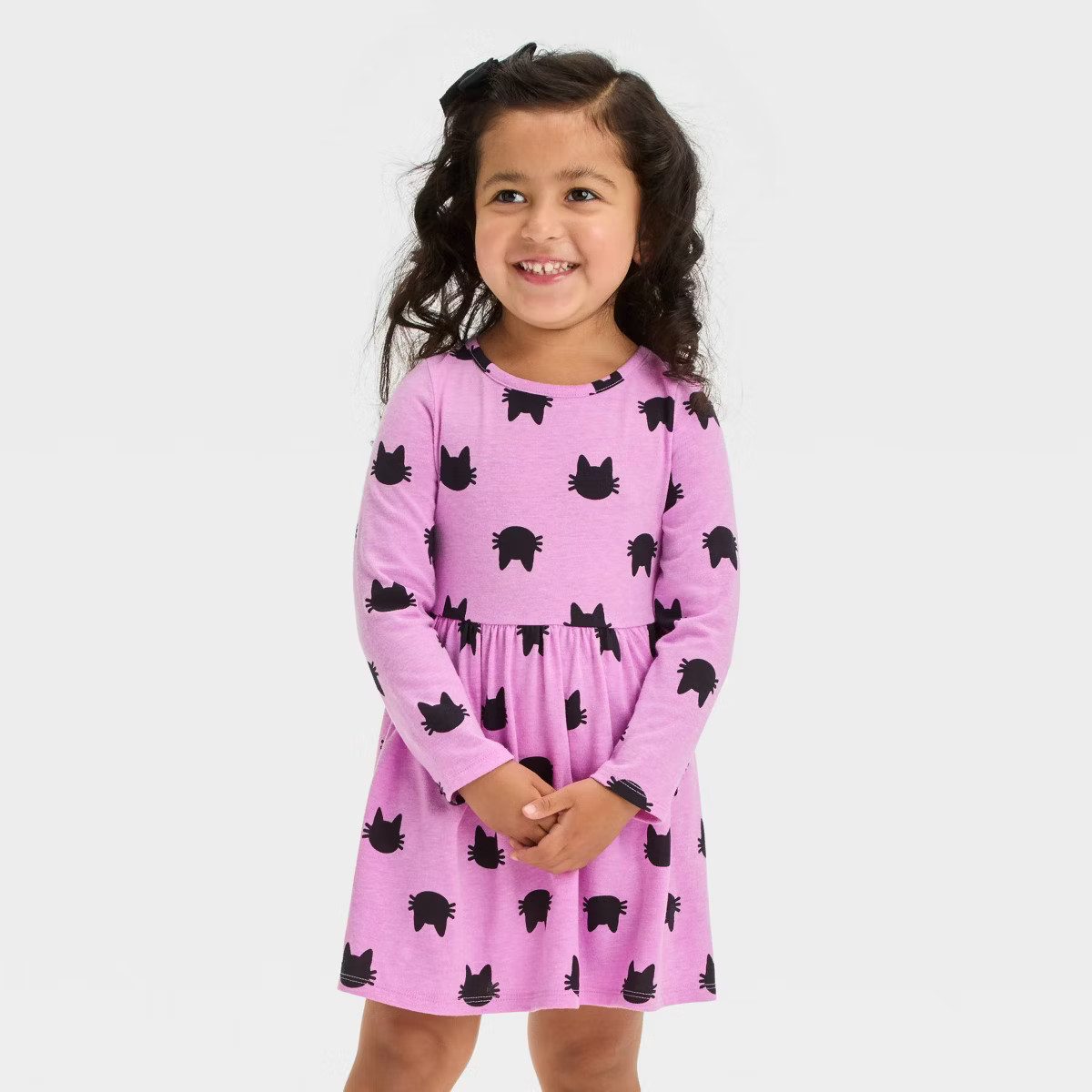 Toddler Girls' Long Sleeve Cat Dress - Cat & Jack™ Purple | Target