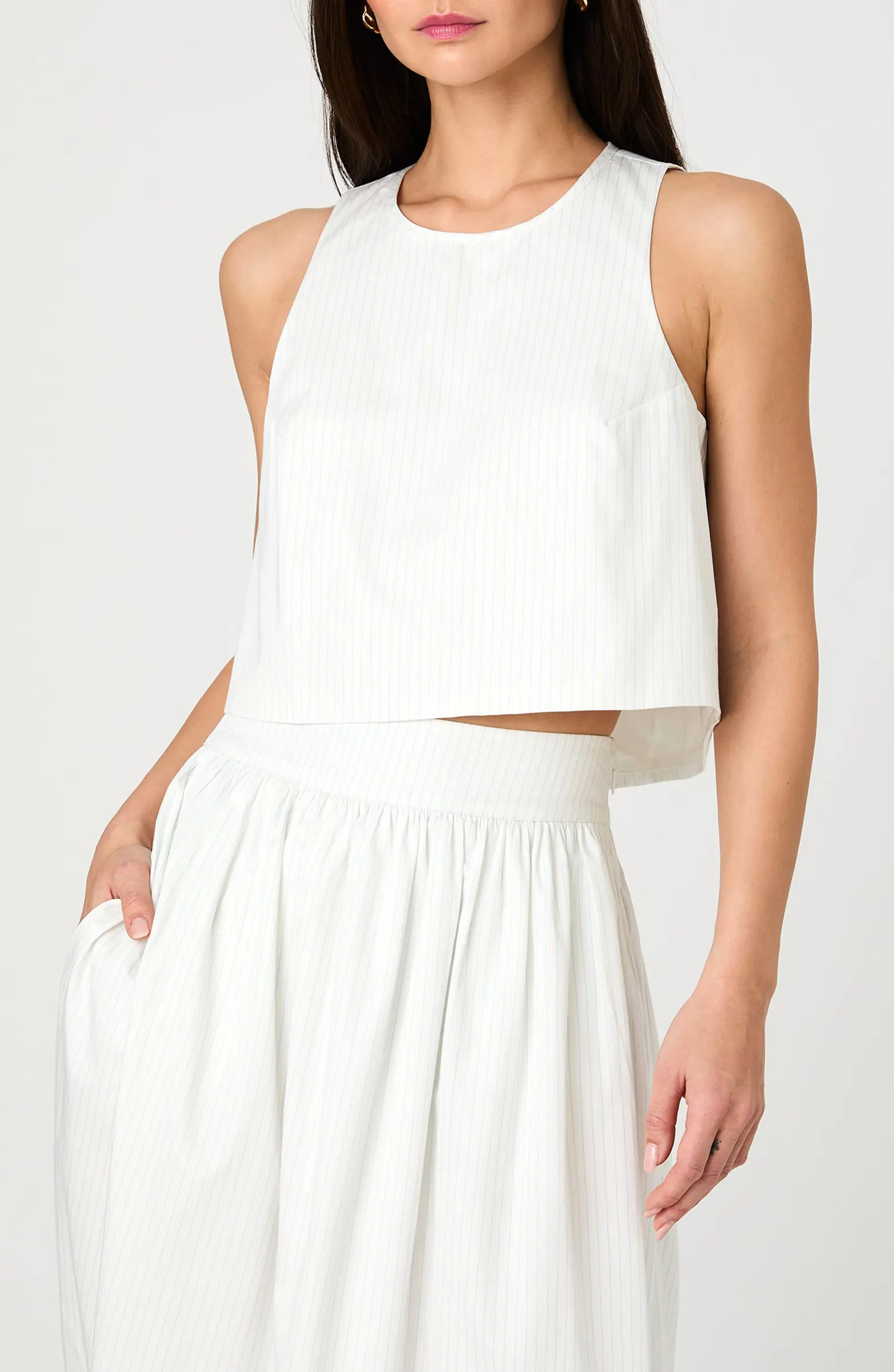 French Connection Pinstripe Cotton Poplin Tank | Nordstrom | Nordstrom