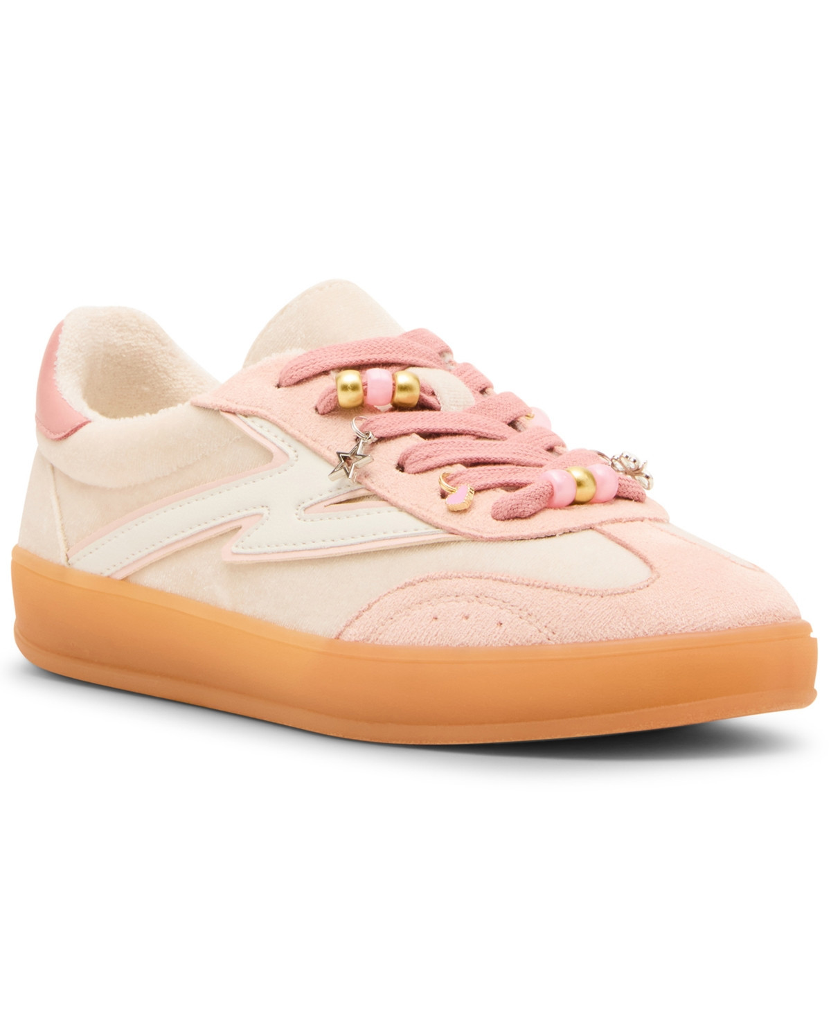 Madden Girl Giia-c Charms Lace-Up Low-Top Sneakers - Blush Velvet Multi | Macy's