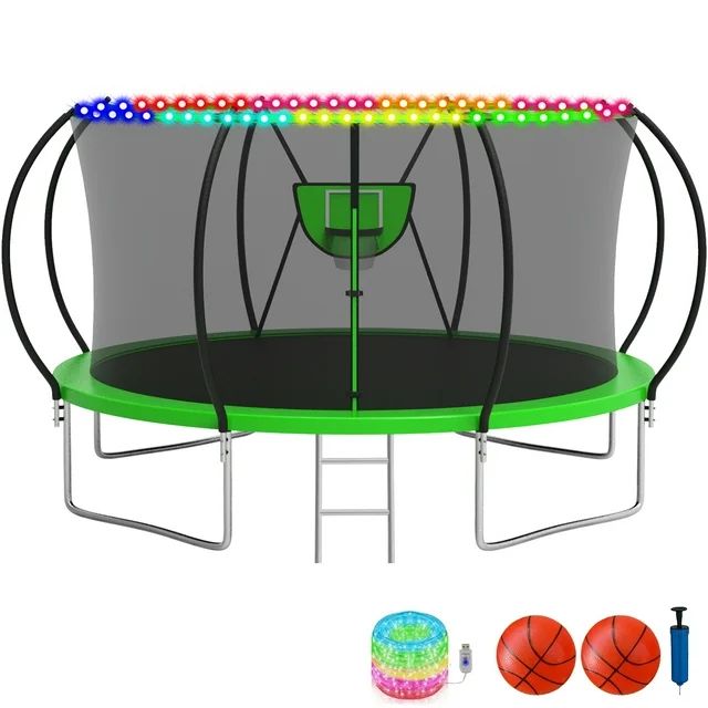 KOFUN Trampoline with Basketball Hoop & Light, 1500lbs 10FT 12FT 14FT 16FT Trampoline for Adults ... | Walmart (US)