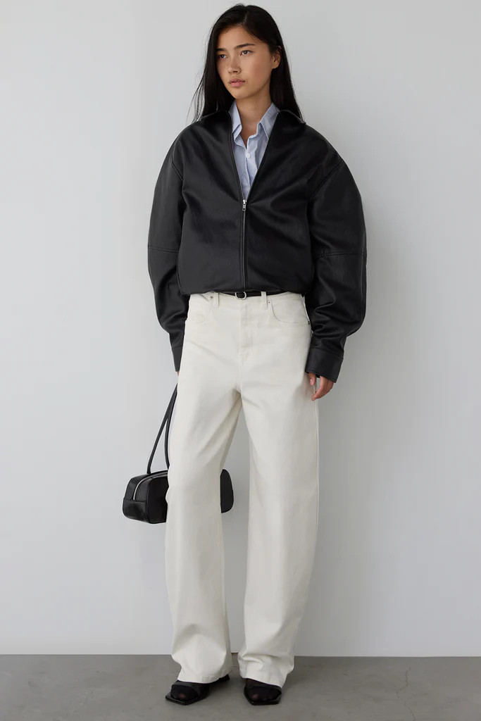 VEGAN LEATHER BOMBER JACKET | OAK + FORT