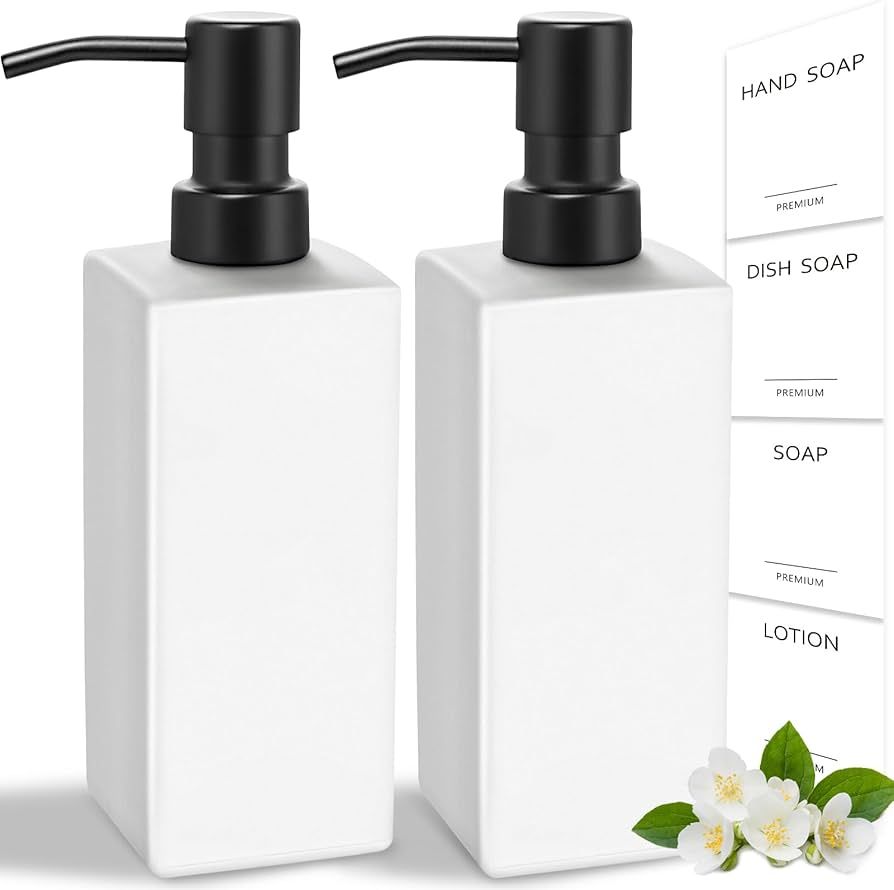 GMISUN White Soap Dispenser, 2 Pack Bathroom Hand Soap Dispenser, Soap and Lotion Dispenser with ... | Amazon (US)