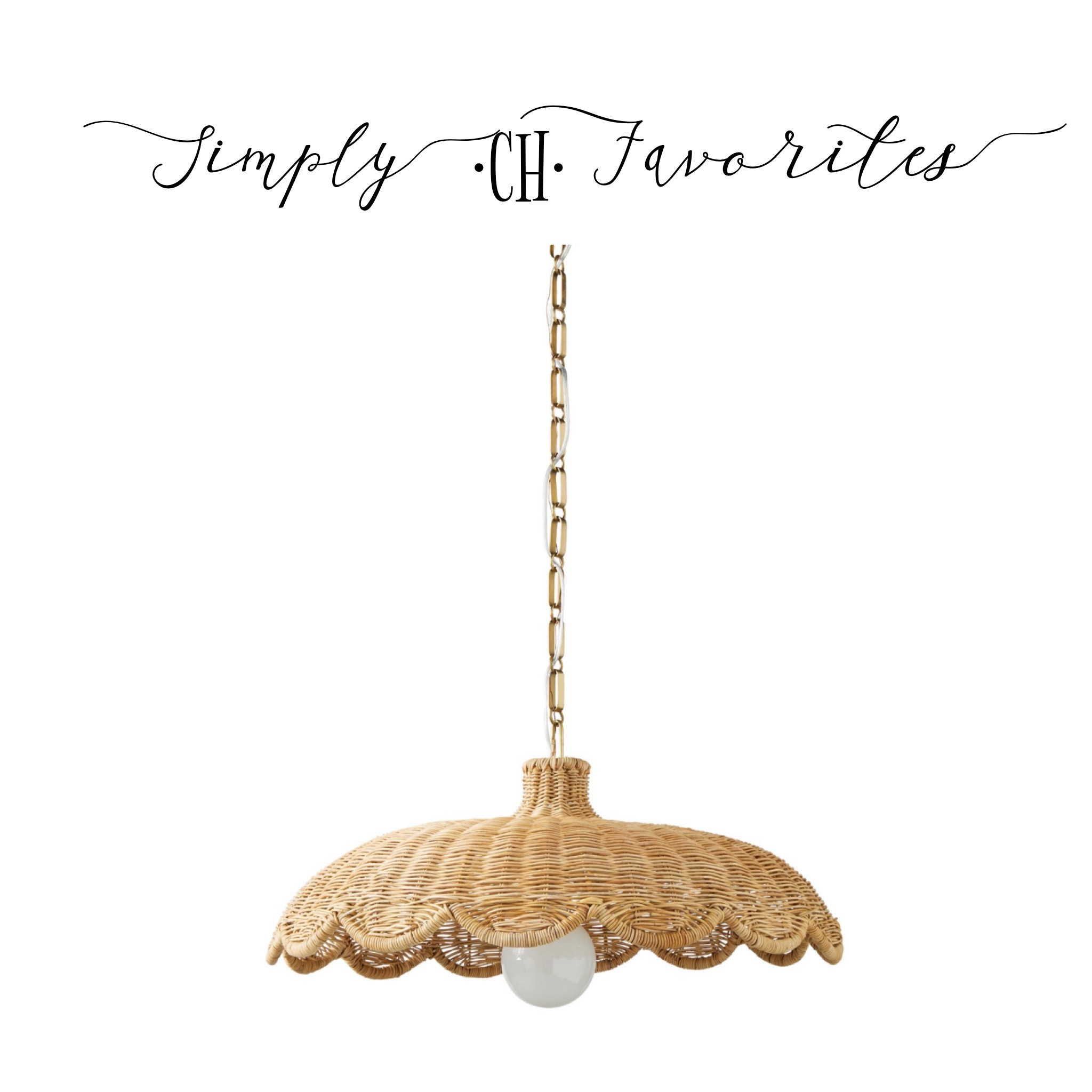 Simply CH Favorites
Serena & Lily
Lighting
Rattan
Woven 
Scalloped
Pendant 
Chic
Coastal
Pretty
Preppy 
Sale
LTK

#LTKGiftGuide #LTKhome