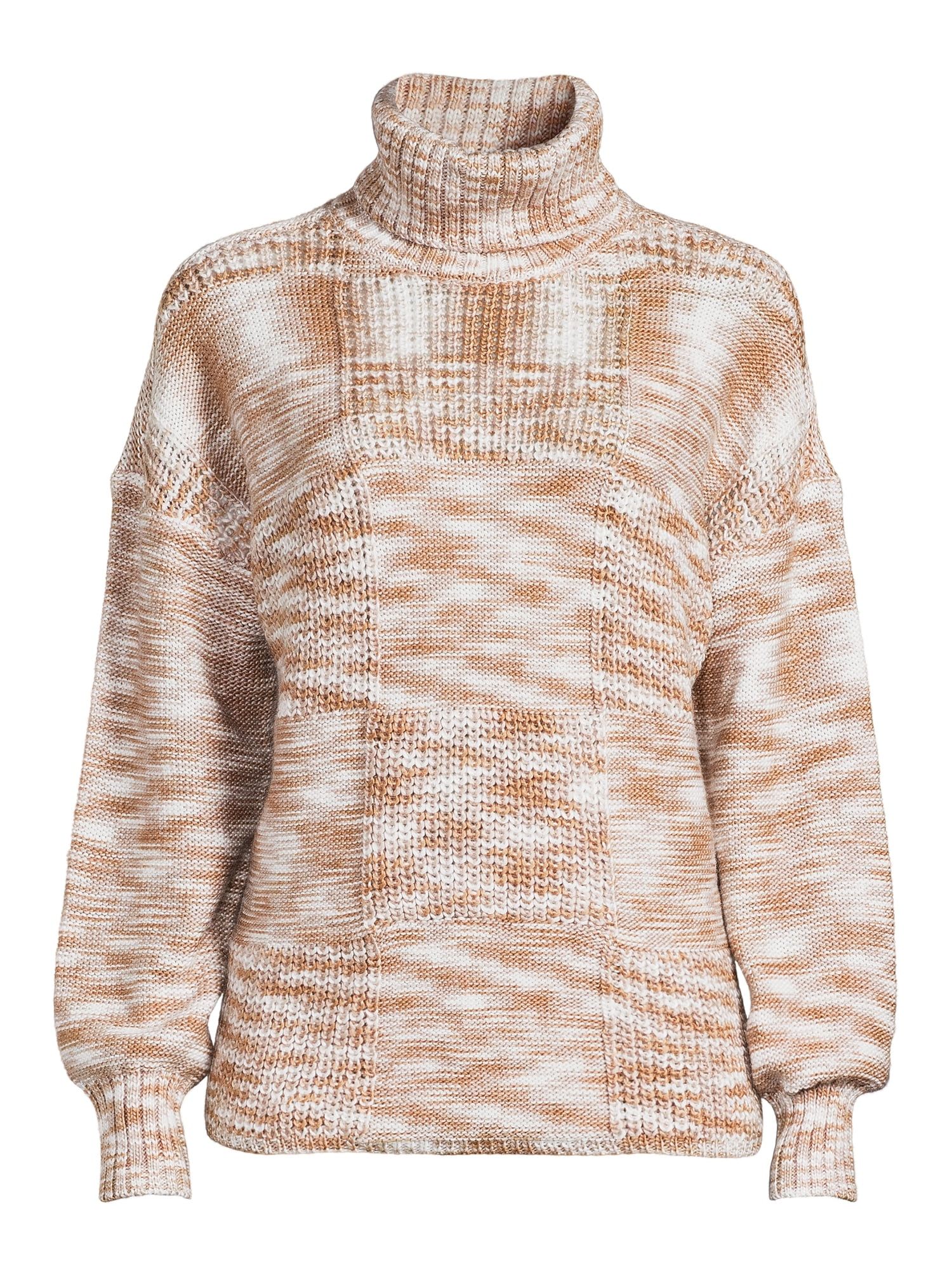 99 Jane Street Women's Patchwork Turtleneck Sweater | Walmart (US)