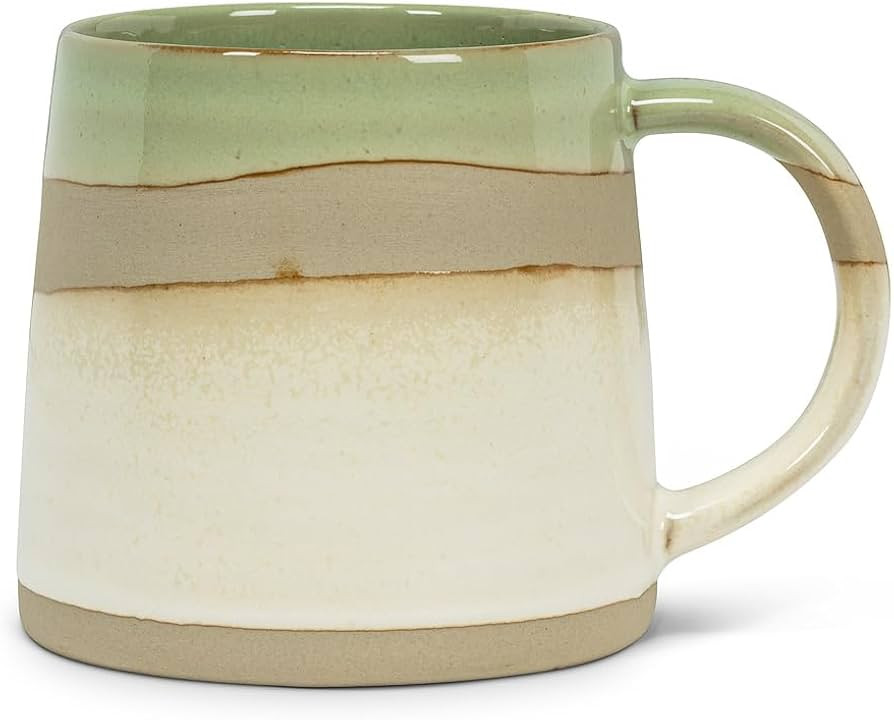 Abbott Collection Home Rustic Style Stoneware Mug - Green/Ivory, 14oz (3.75" H) | Amazon (CA)