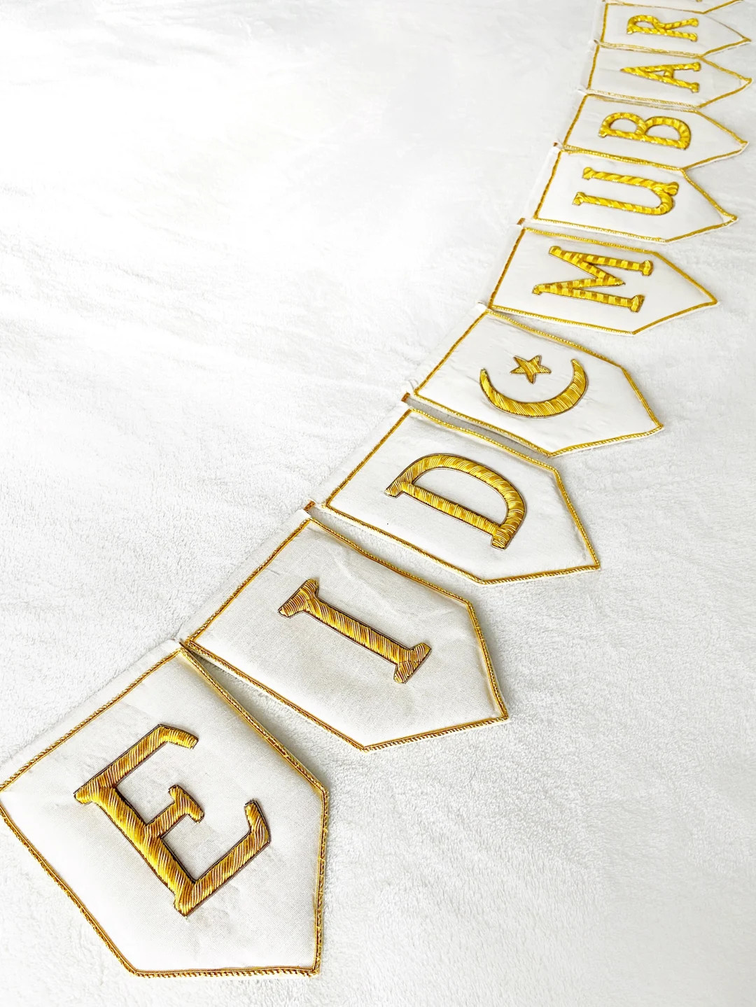 PREORDER Eid & Ramadan Mubarak Bunting | Luxury Heirloom Gold Zardozi Embroidered Reusable Banner... | Etsy (US)