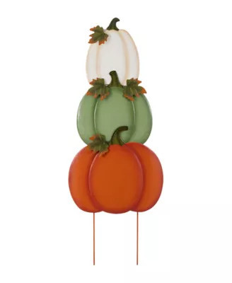 Glitzhome Set of 3 36"H Fall Stacked Pumpkin Yard Stake (KD) | Belk