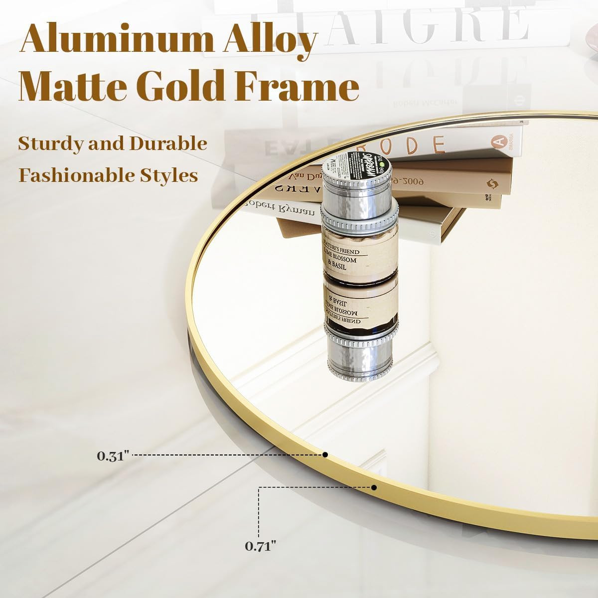 Gold Round Bathroom Mirror, 48 inch Circle Mirror, Round Modern Wall Mirror with Simple Metal Fra... | Amazon (US)
