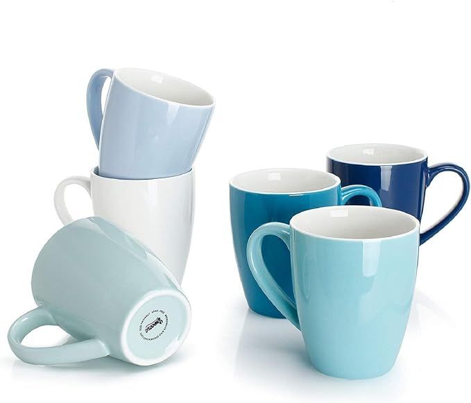Sweese Porcelain Coffee Mugs - 16 Ounce - Set of 6, Cups for Latte, Hot Tea, Cappuccino, Mocha, C... | Amazon (US)