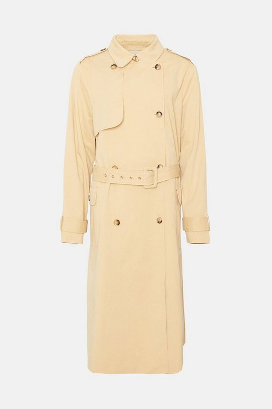 Curve Belted Button Detail Trench Coat | Oasis UK & IE