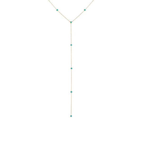 Turquoise Embedded Lariat Necklace 14K | Adina Eden