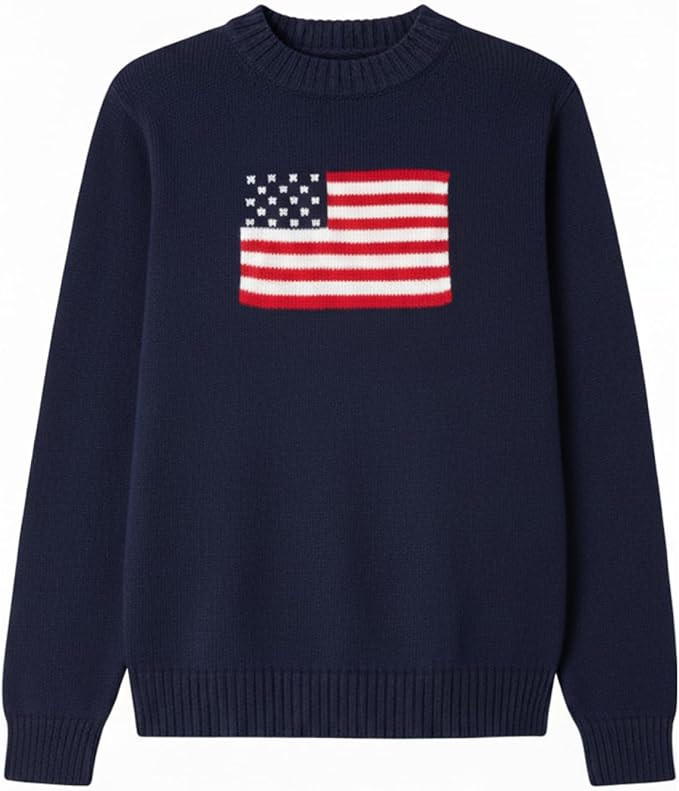Madore Blue Soft Oversized American Flag Sweater Women 4th of July 2024 USA Outfits Plus Fourth | Amazon (US)