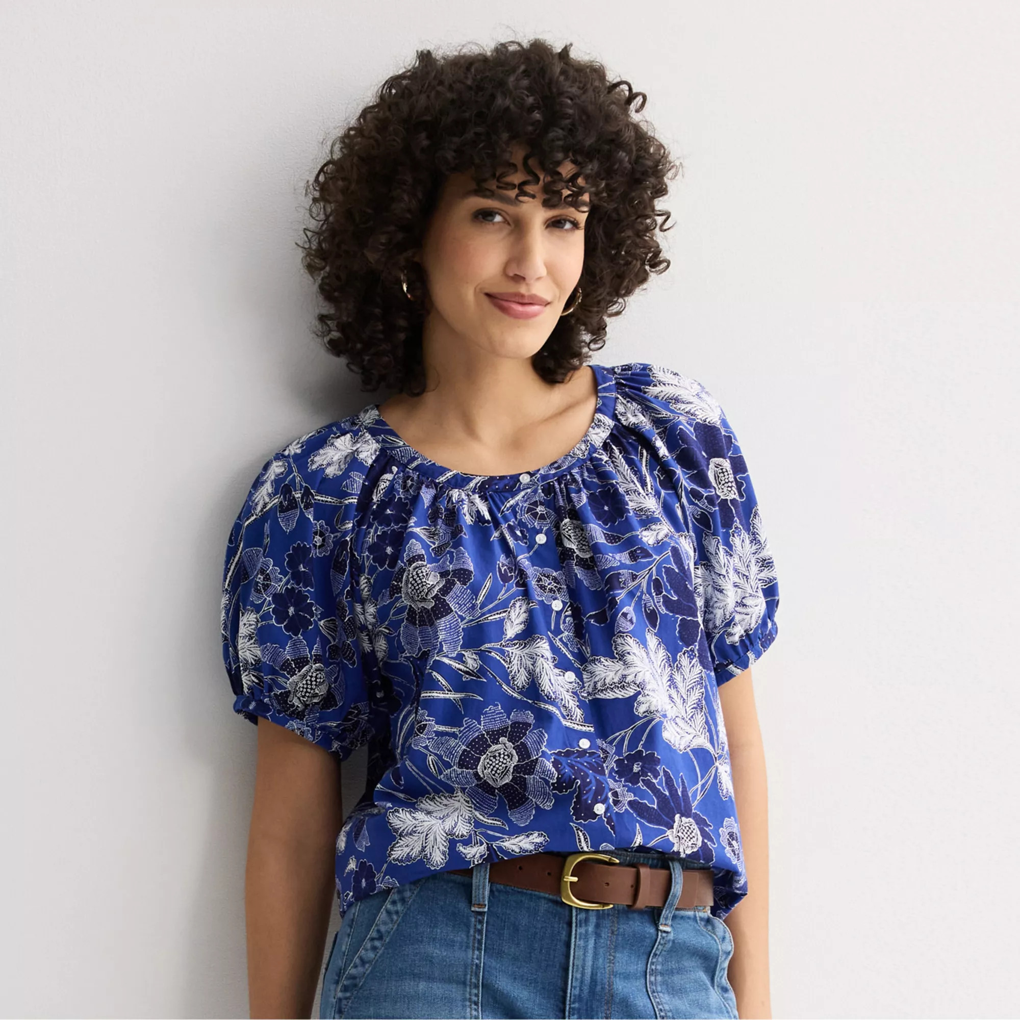 Women's Sonoma Goods For Life® Puff Sleeve Button Front Top | Kohl's