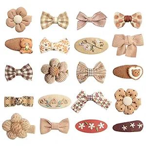 Elesa Miracle Girls Hair Clips Flower Fabric Snap Hair Clips Brown Bow Hair Accessories for Littl... | Amazon (US)
