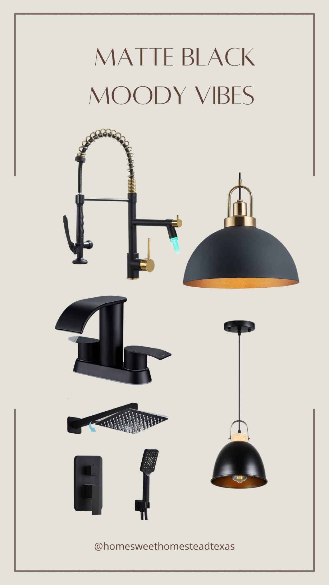 Sleek, classy, and affordable! These are the pendants, kitchen and bathroom, and shower faucets that we selected for our new cottage. 
#amazonhome #affordablelights #homeimprovement #faucets #pendantlights #matteblack #blackandgold 

#LTKxPrime #LTKhome