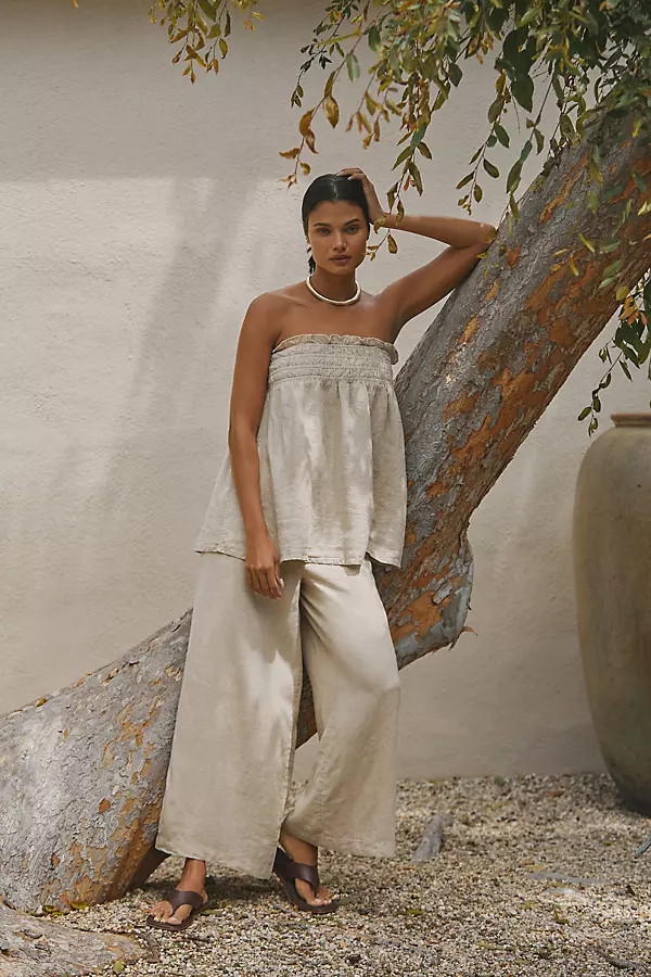 The Aubrey Smocked Linen Pants | Anthropologie (US)