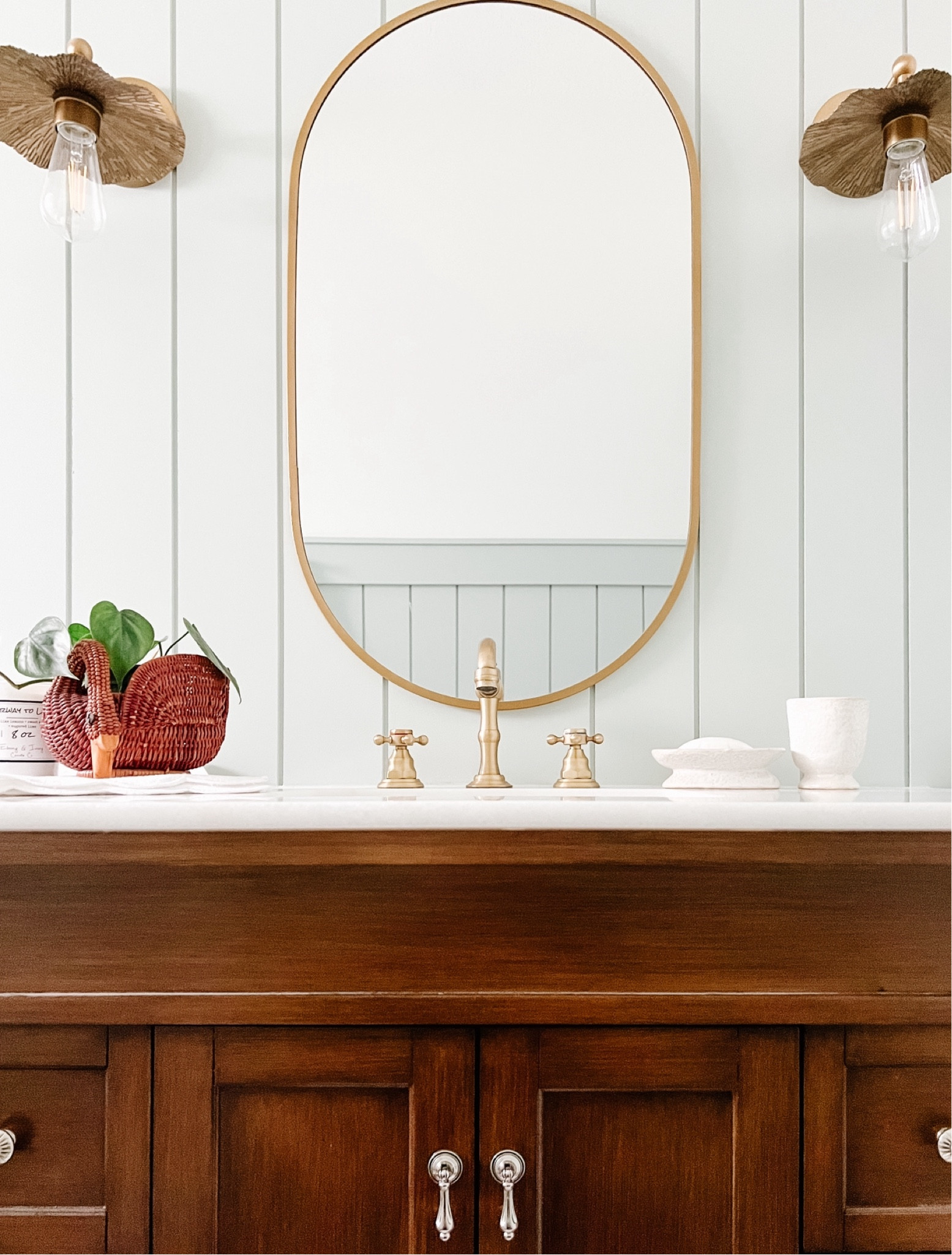 Boho bathroom mirror, vanity, sconces 

#LTKsalealert #LTKhome