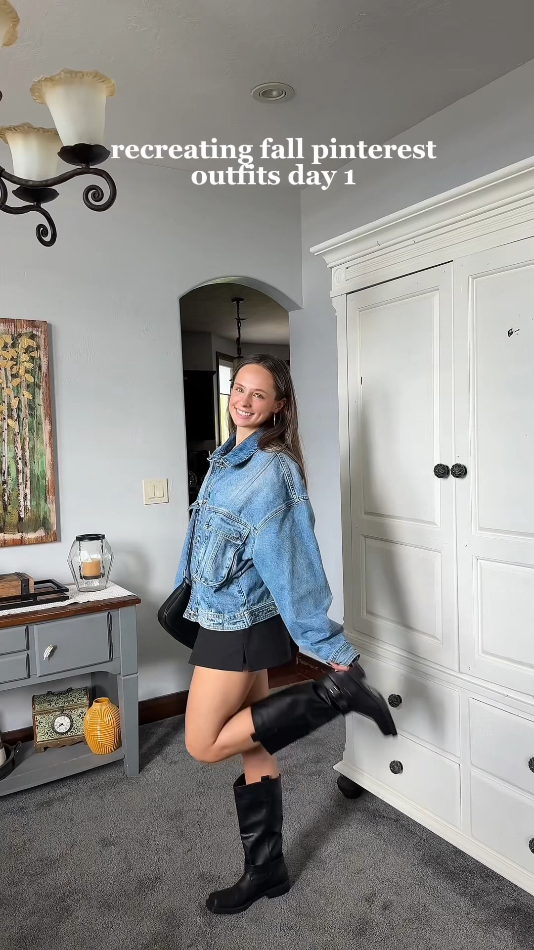 recreating fall pinterest outfits! cute denim jacket, mini skirt, and boots outfit!

#LTKSeasonal #LTKShoeCrush #LTKStyleTip