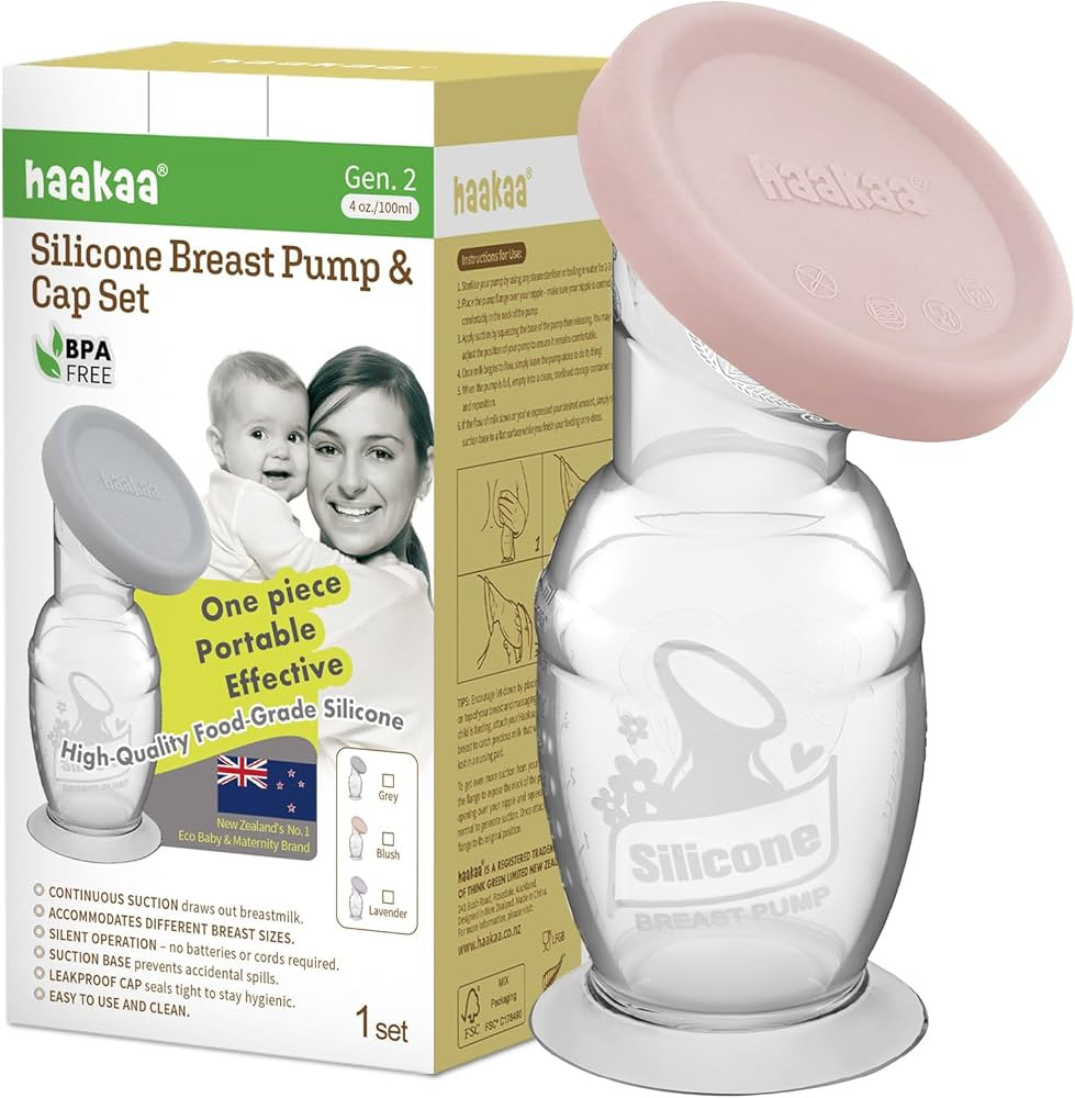 Haakaa Manual Breast Pump with Base 4 Fl Oz/100ml+Lid (Blush), Gen.2 | Amazon (US)