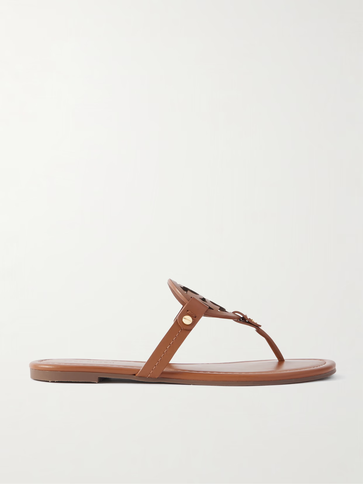 Tory Burch - Miller Laser-cut Leather Sandals - Brown | NET-A-PORTER (US)