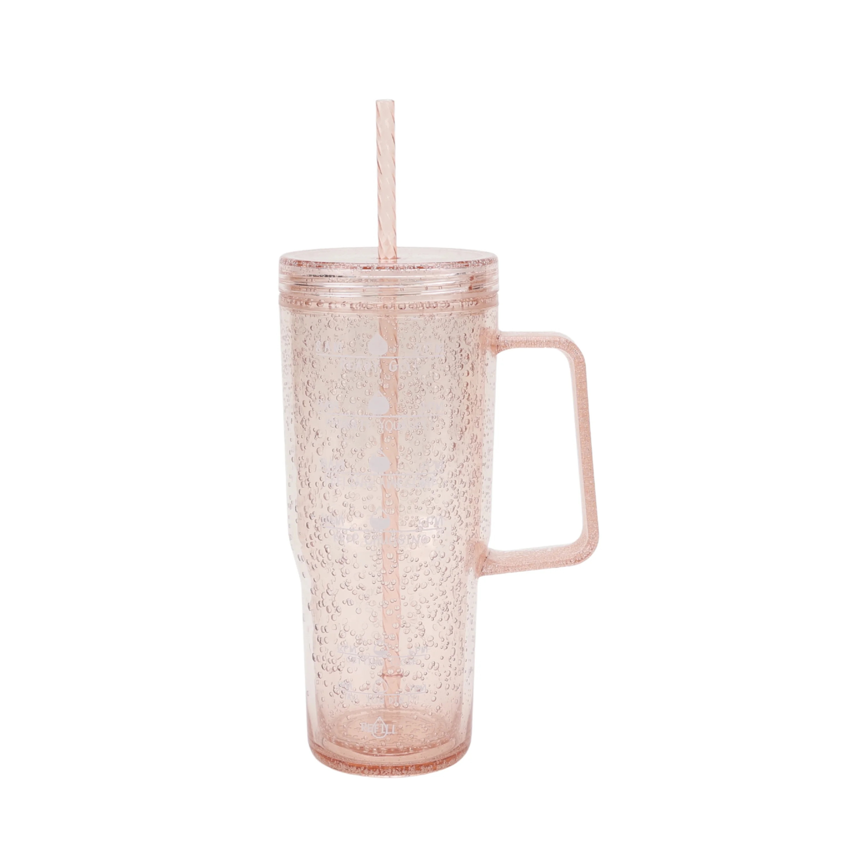 Mainstays 30 oz Pink Bubble Pattern Tumbler with Handle | Walmart (US)