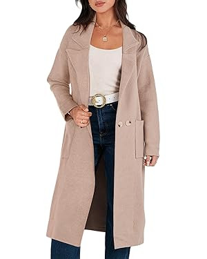 ANRABESS Womens Long Sweater Coats Open Front Knit Cardigans Long Sleeve Lapel Oversized Fall Win... | Amazon (US)