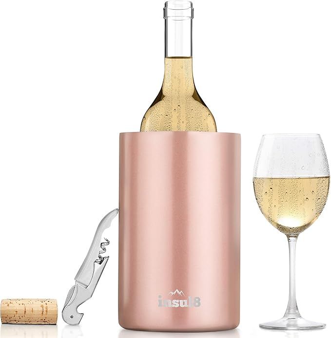 Stainless Steel Wine and Champagne Bottle Chiller Rose Gold color with Free Bonus Wine Bottle Ope... | Amazon (US)