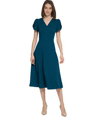 Women's V-neck Tulip-sleeve Dress | Macy's