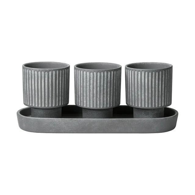 Better Homes & Gardens 4-Piece Ceramic Herb Planter, Gray - Walmart.com | Walmart (US)