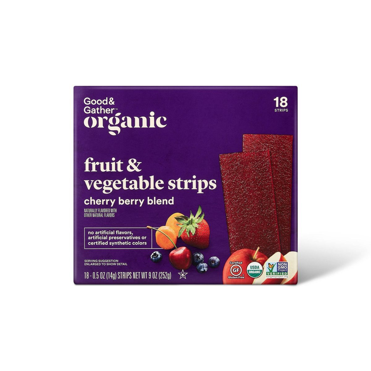 Organic Fruit and Vegetable Cherry Berry Strip - 9oz/18ct - Good & Gather™ | Target