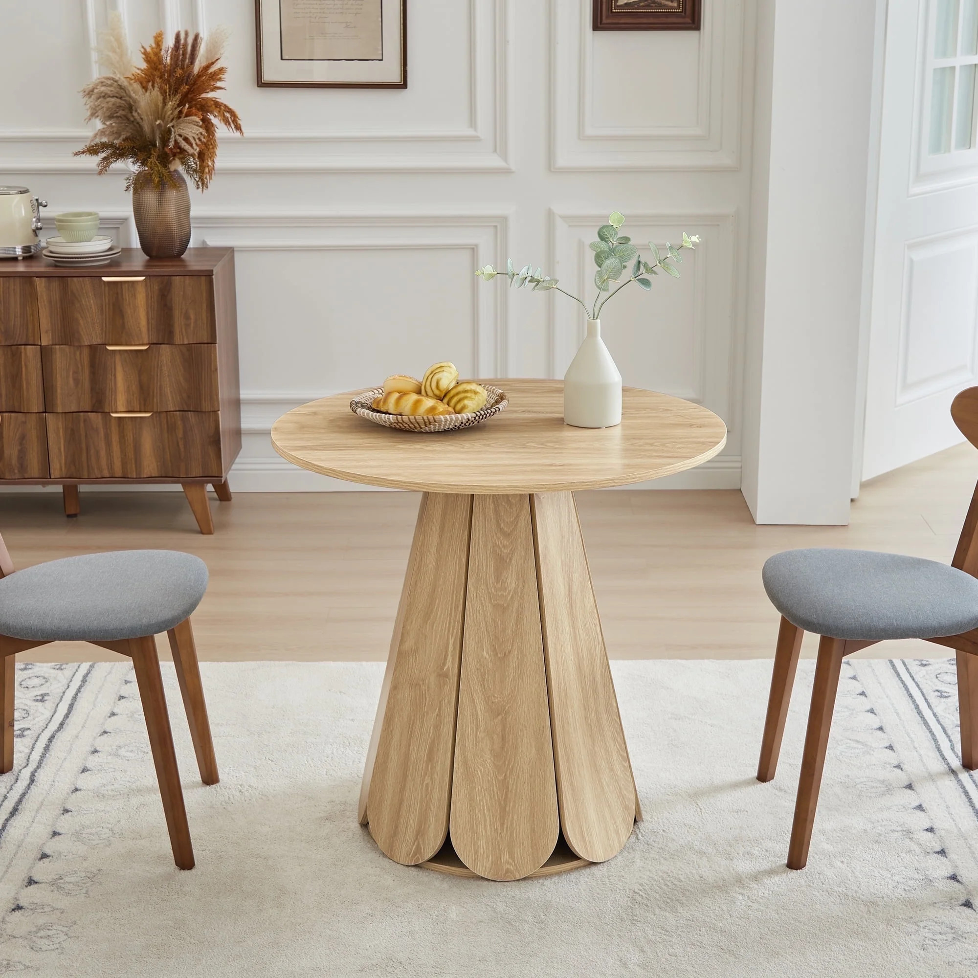 Wirrytor Small Round Dining Table, Farmhouse Fluted Kitchen Table, 31 Inch Modern Wood Small Circ... | Walmart (US)