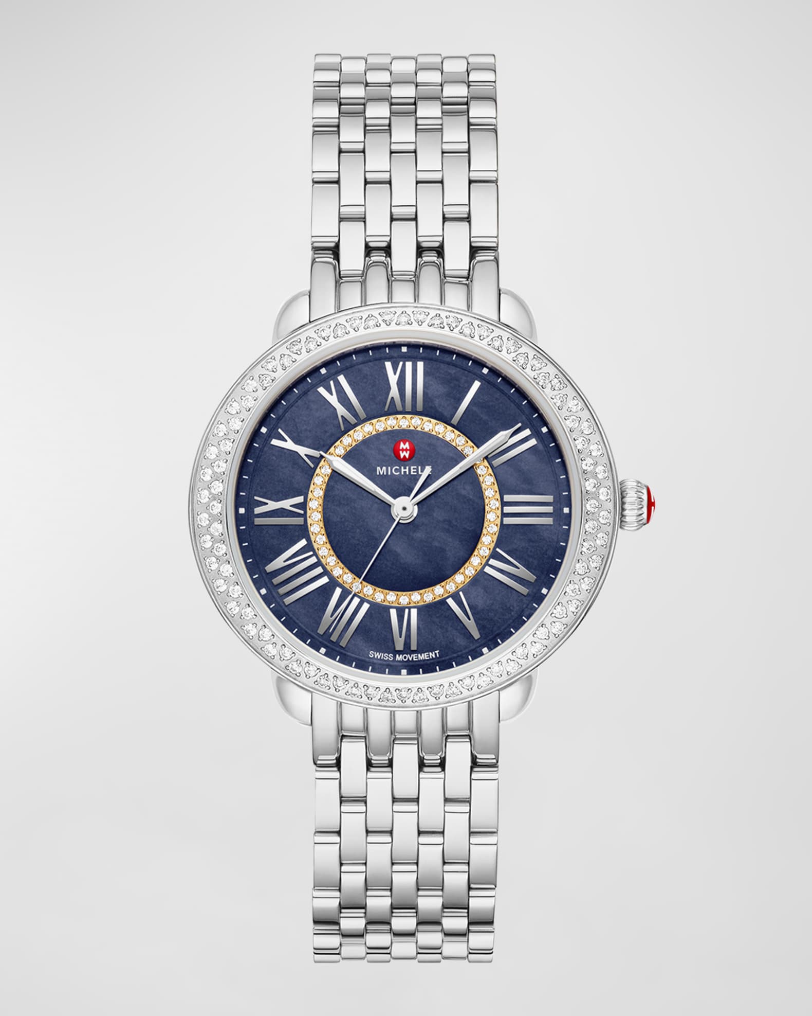 Serein Mid Diamond Bracelet Watch with Navy Blue Dial | Neiman Marcus