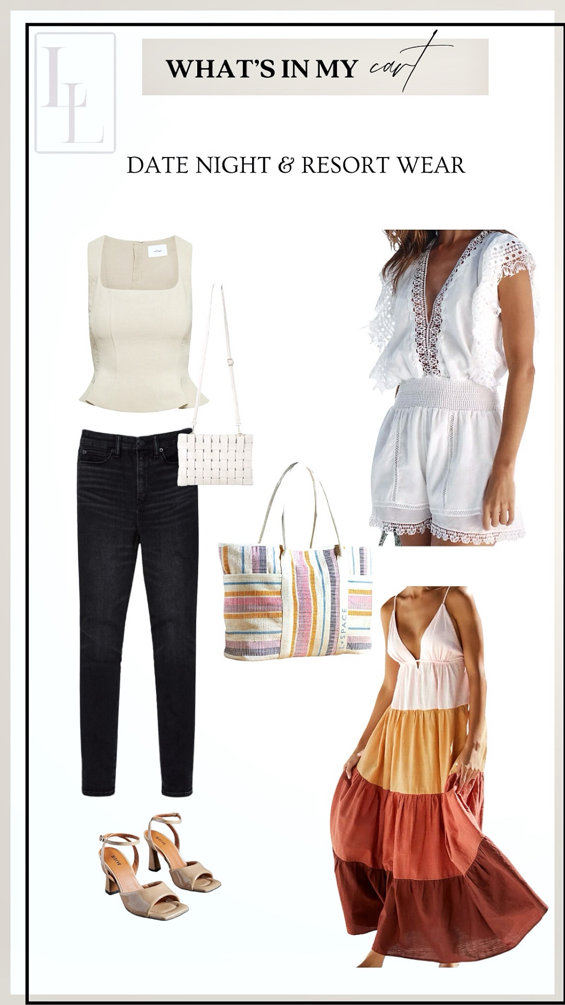 Bustier, bustier top, peplum top, romper, vacation outfit, resort wear, vacation wear, skinny jeans, jegging, tote bag, resort dress, vacation dress, ankle strap heels, puffy heels, clutch bag, woven clutch, maxi dress, colorblock dress, colorblock maxi dress, spring outfit, summer outfit, summer dress, spring dress, date night outfit, jeans

#LTKtravel #LTKsalealert #LTKSeasonal