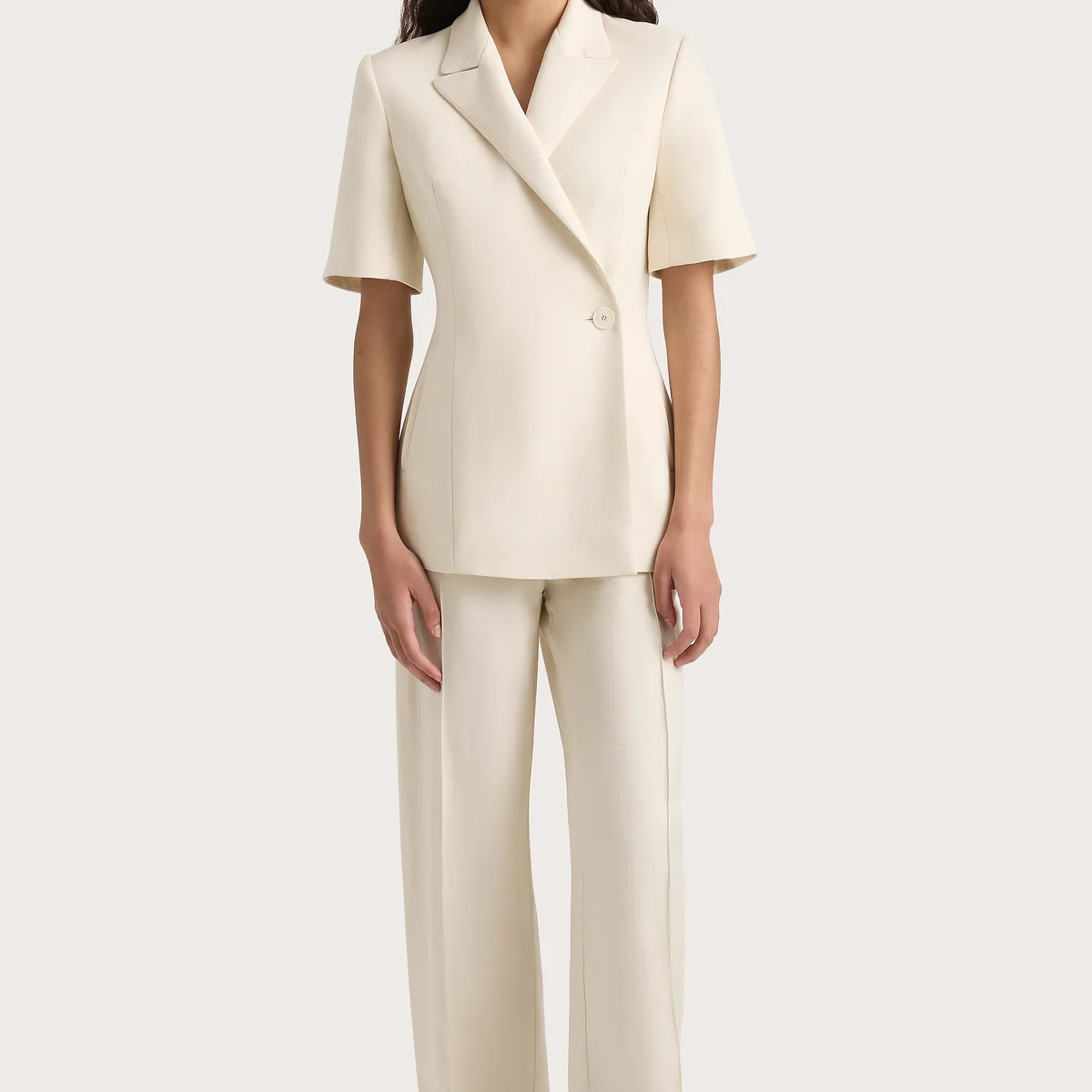 Enna Short Sleeve Blazer Beige | Faithfull (AU)