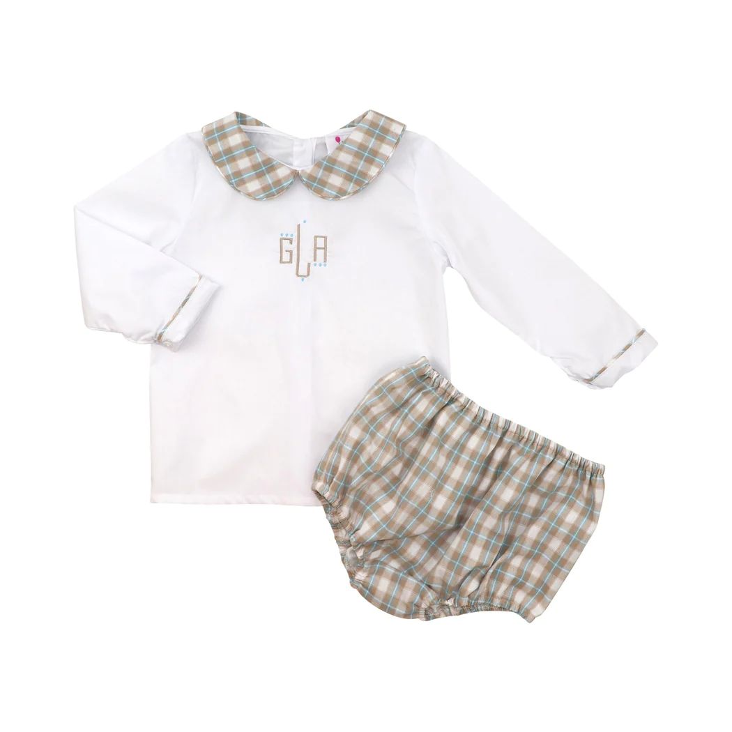 Khaki and Blue Plaid Diaper Set | Eliza James Kids