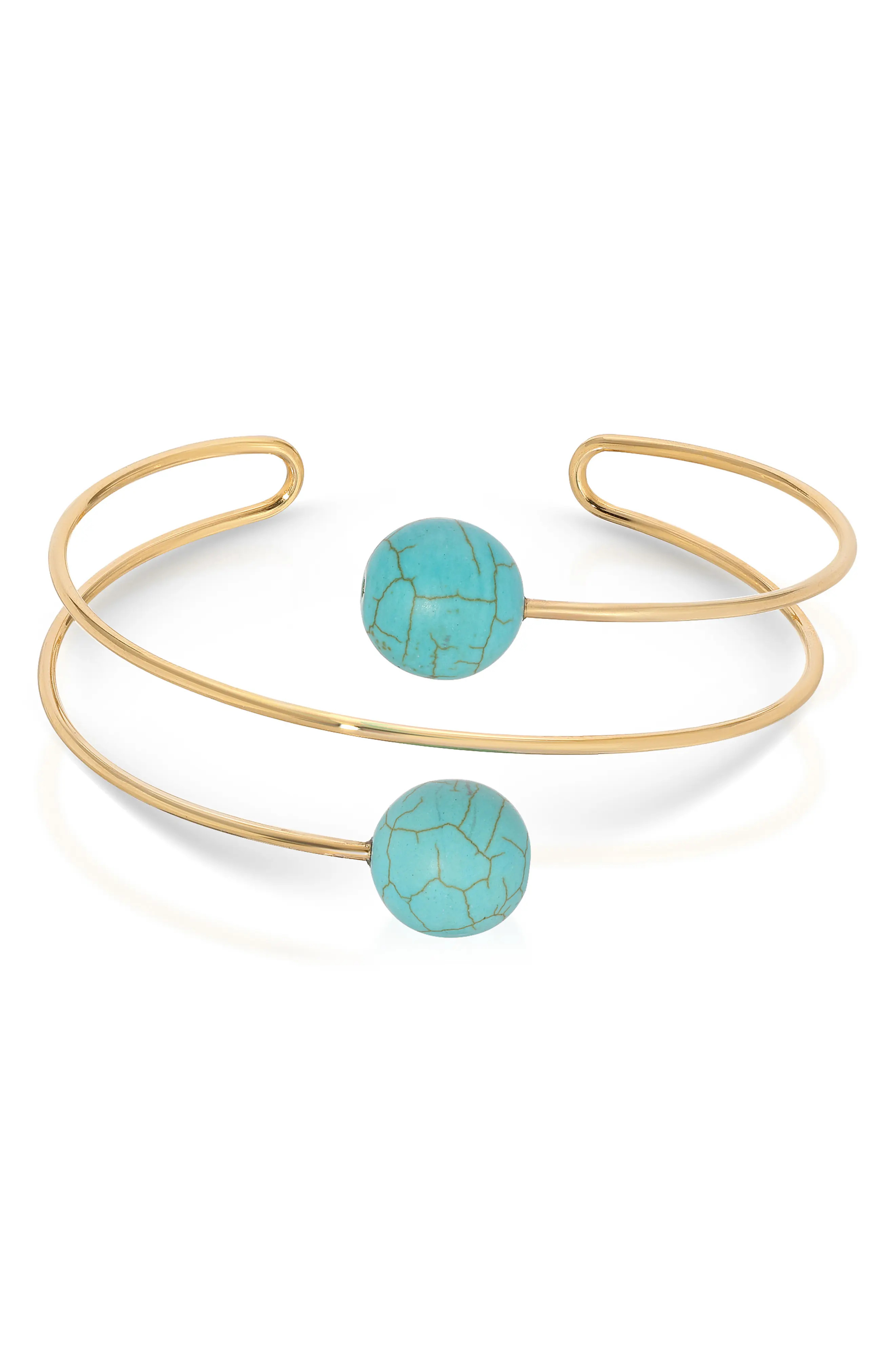 Turquoise Bead Station Cuff Bracelet (Women) | Nordstrom | Nordstrom