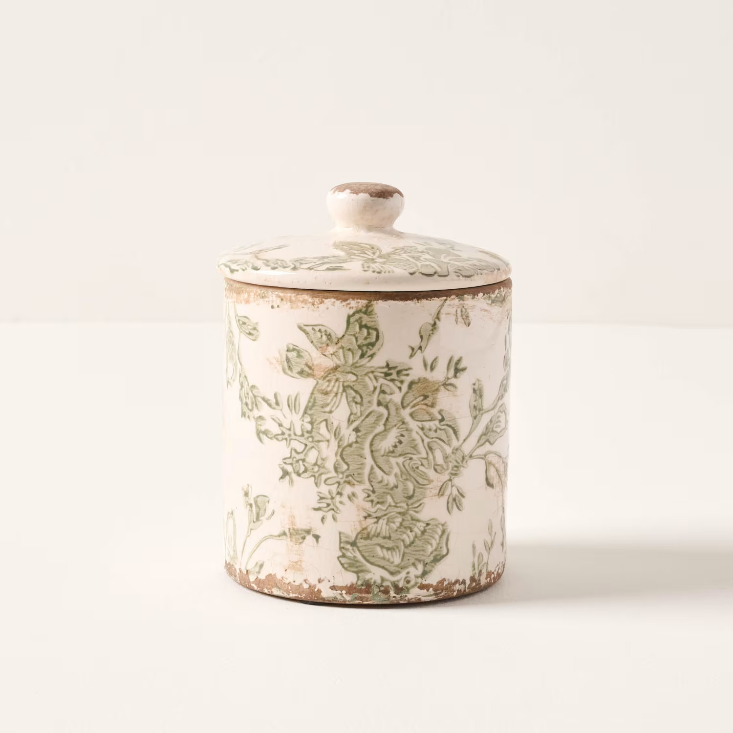 Green and White Distressed Canister | Magnolia