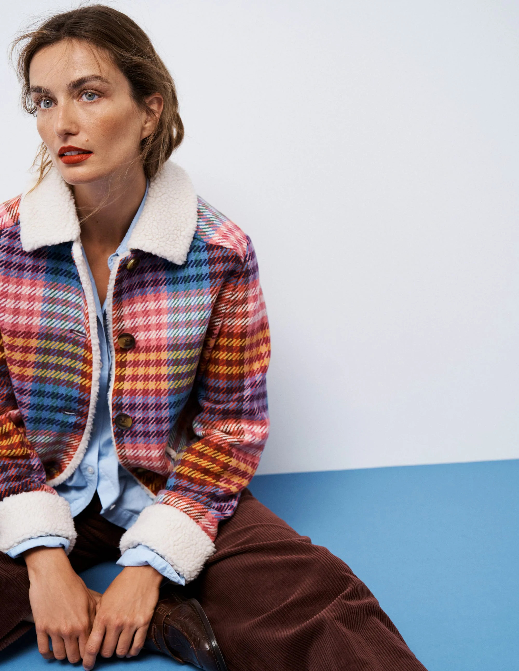 Stirling Check Coat-Rainbow Blanket Multigingham | Boden (US)