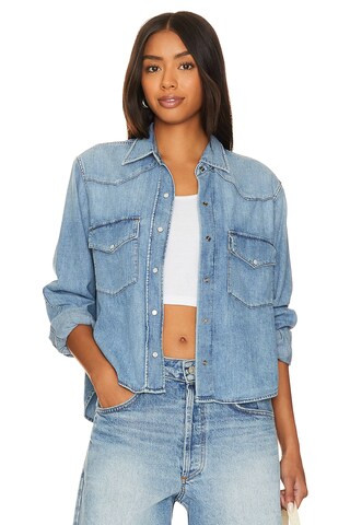 Citizens of Humanity Cropped Western Shirt in Carolina Blue from Revolve.com | Revolve Clothing (Global)
