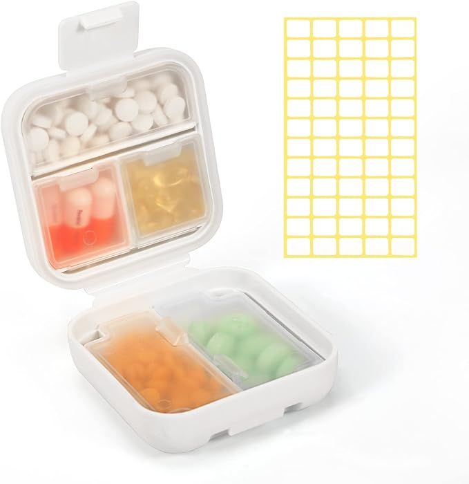Dynippy Daily Pill Organizer 5 Compartments Portable Moisture Proof Small Pill Case for Pocket Pu... | Amazon (US)