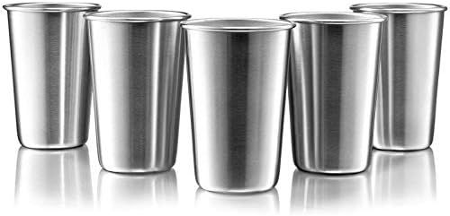 16 Ounce Stainless Steel Pint Cups - Stackable Pint Cup Tumblers For Travel – Metal Cups For Dr... | Amazon (US)