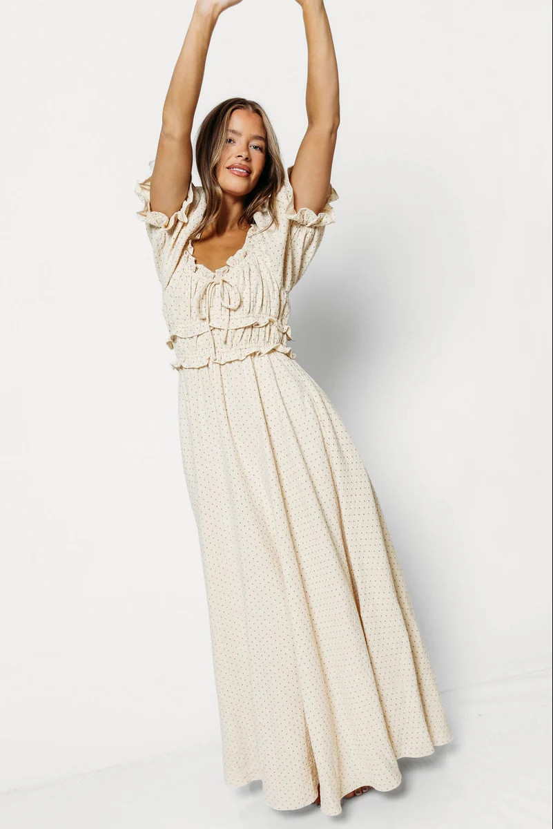 Sydnee 100% Cotton Maxi Dress in Natural Ivory - Bump Friendly & Inclu | Worth Collective