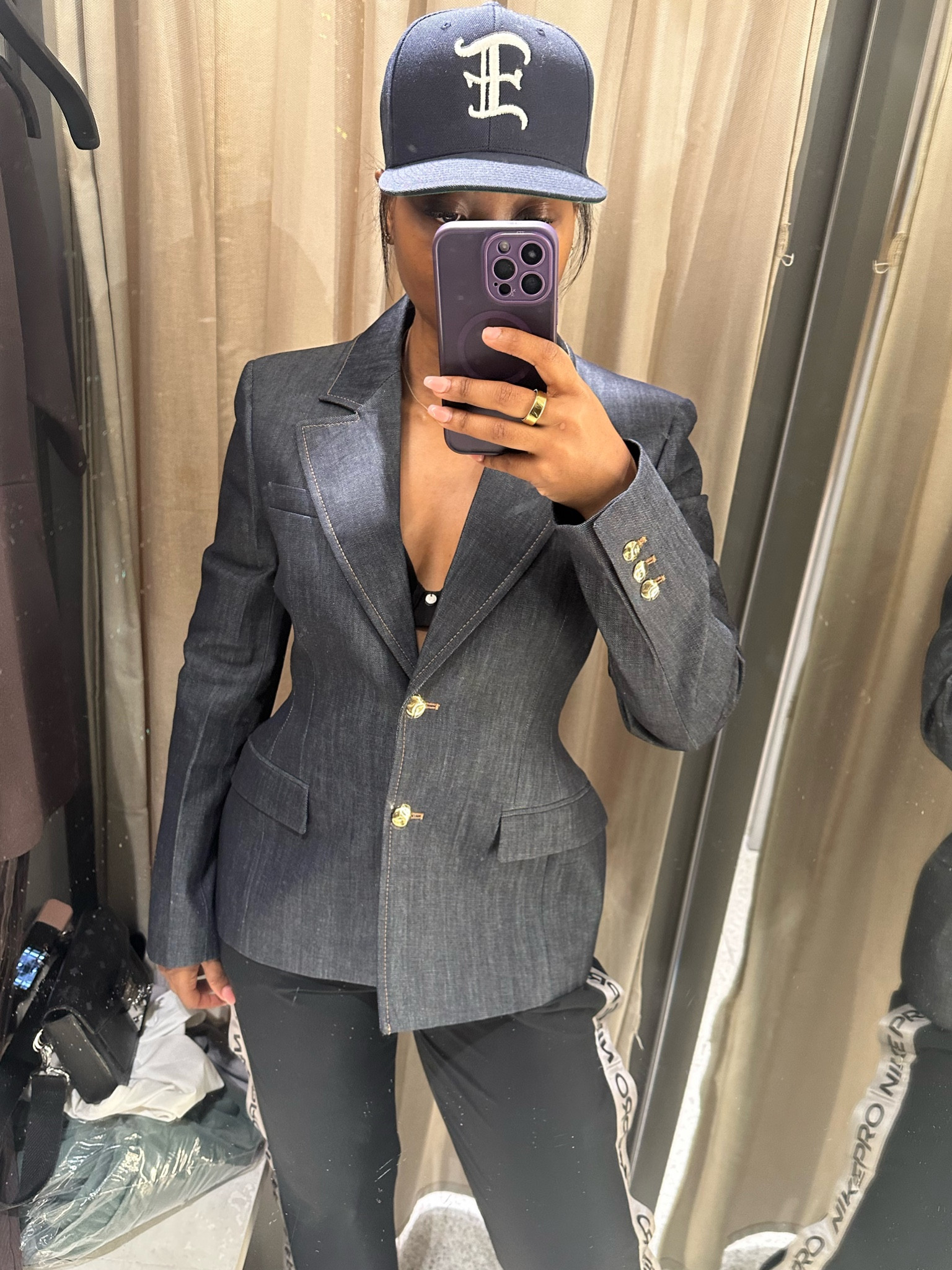Denim Blazer! The waist line is chefs kiss! 

Wearing a size small 

#LTKStyleTip