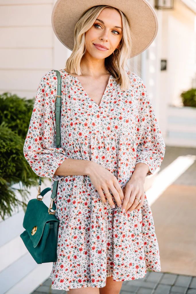 Girly Greetings Ivory White Ditsy Floral Dress | The Mint Julep Boutique