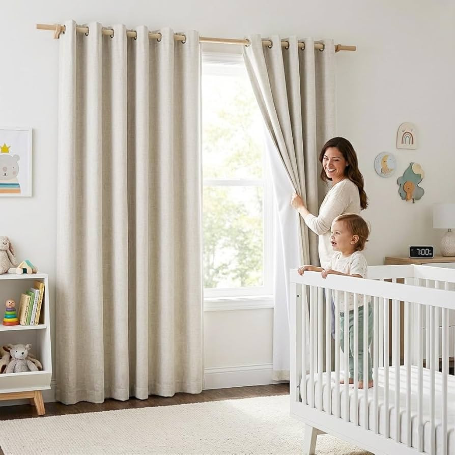NICETOWN 100% Blackout Curtains 95 inches Length for Dining Room, 2 Panels Set, 52" Wide, Farmhou... | Amazon (US)