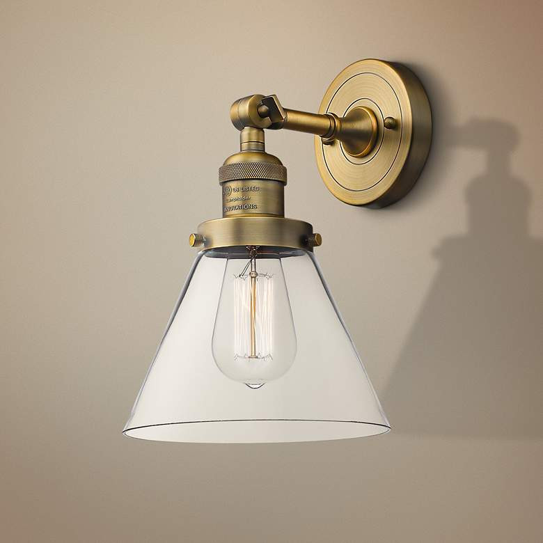 Large Cone 10" High Brushed Brass Adjustable Wall Sconce - #40W94 | Lamps Plus | Lamps Plus