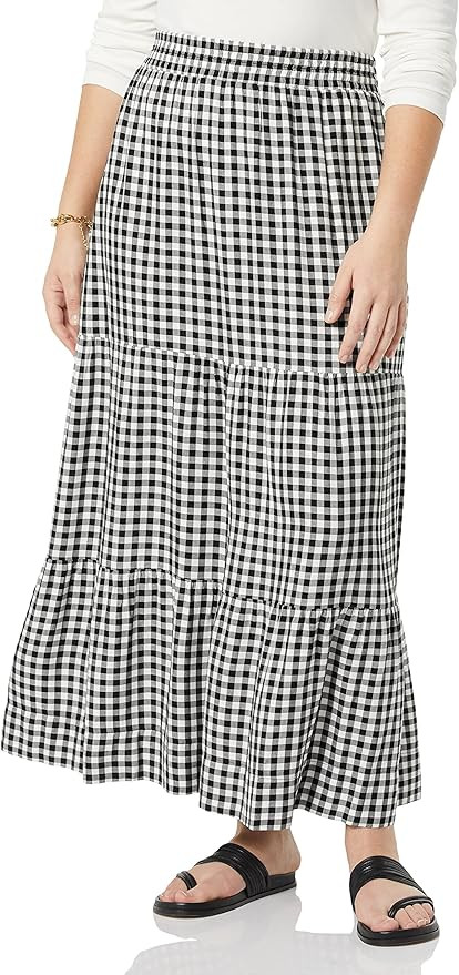 Amazon Essentials Women's Pull-On Woven Tiered Midi Skirt | Amazon (US)